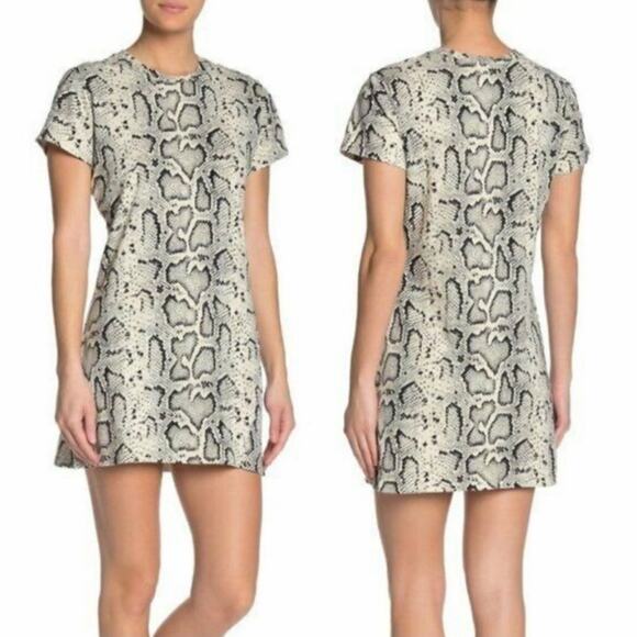 PAM & GELA Snakeskin Print Short Sleeve T-Shirt Dress Size Medium - Picture 1 of 7